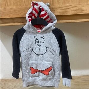 Dr. Seuss Gray and Black Hoodie with Red Bow